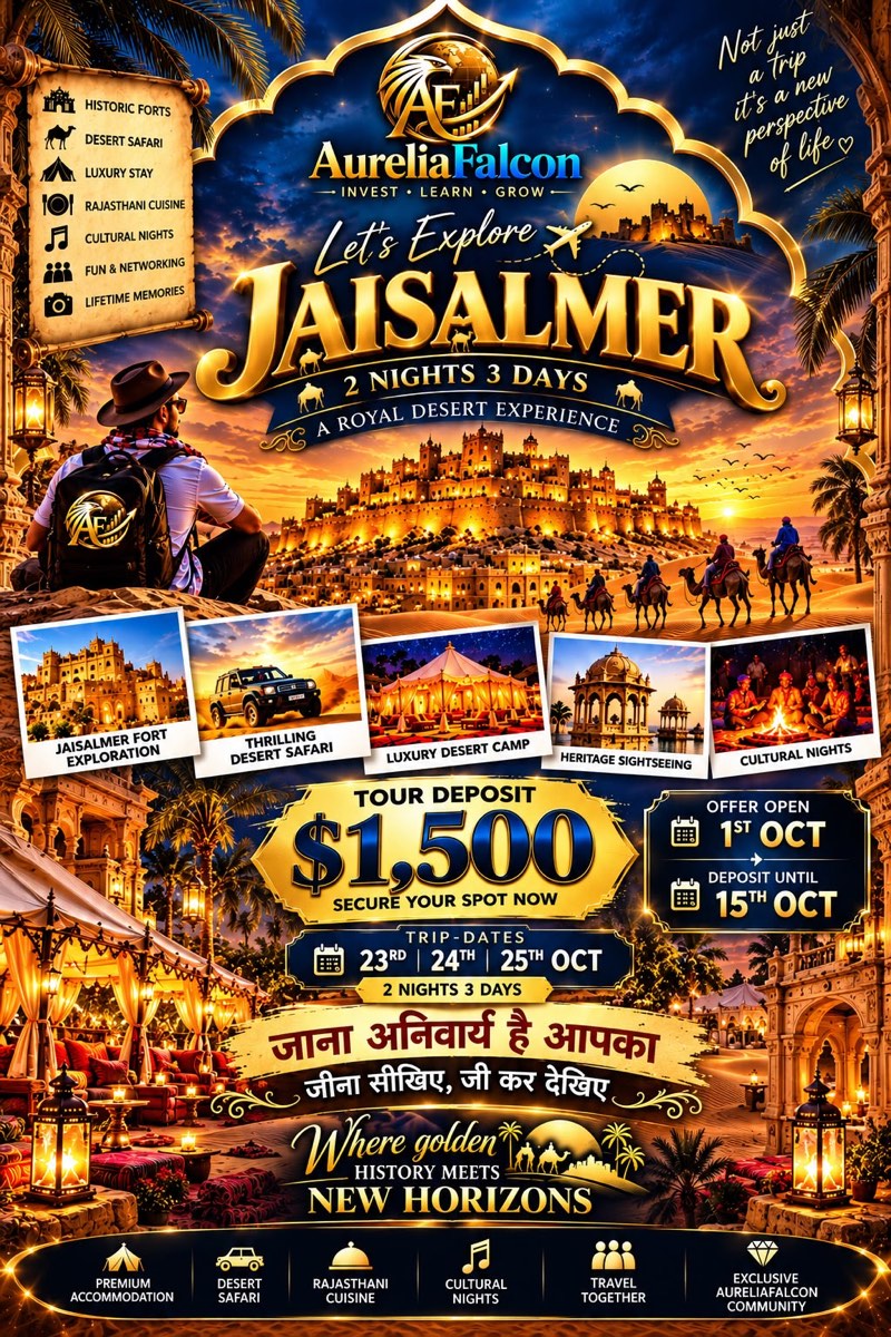 Let us explore Jaisalmer - 2 nights 3 days, a royal desert experience, 23 to 25 October - AureliaFalcon Global Trades